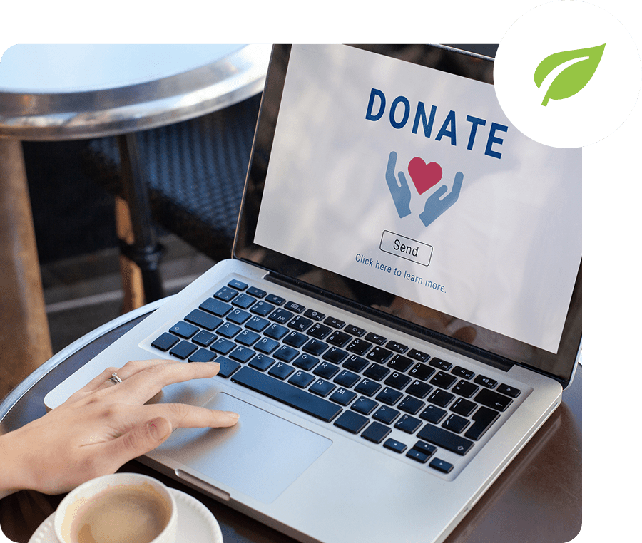 Online donation website on screen